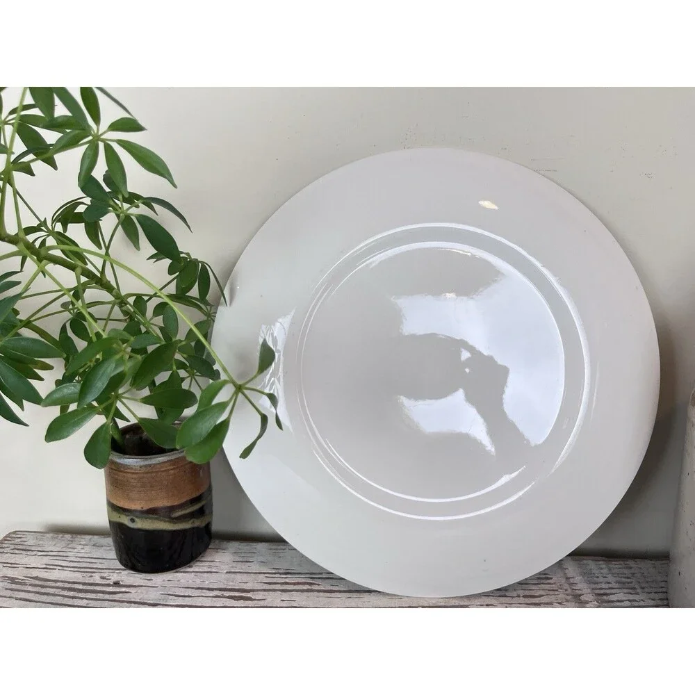 Vintage Kitschy Kitchen White Platter Plate Cottage Farmhouse Feel 12/5” Decor